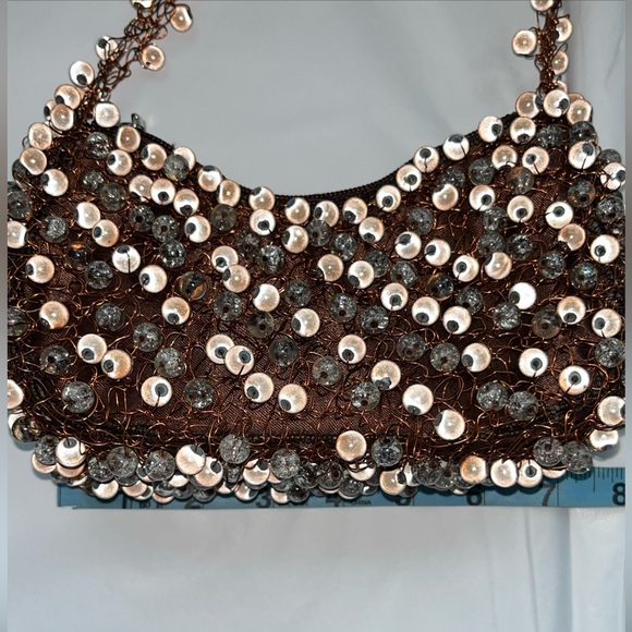 Lexy Unique Copper Beaded & Wire Small Handmade Evening Handbag - Picture 7 of 15